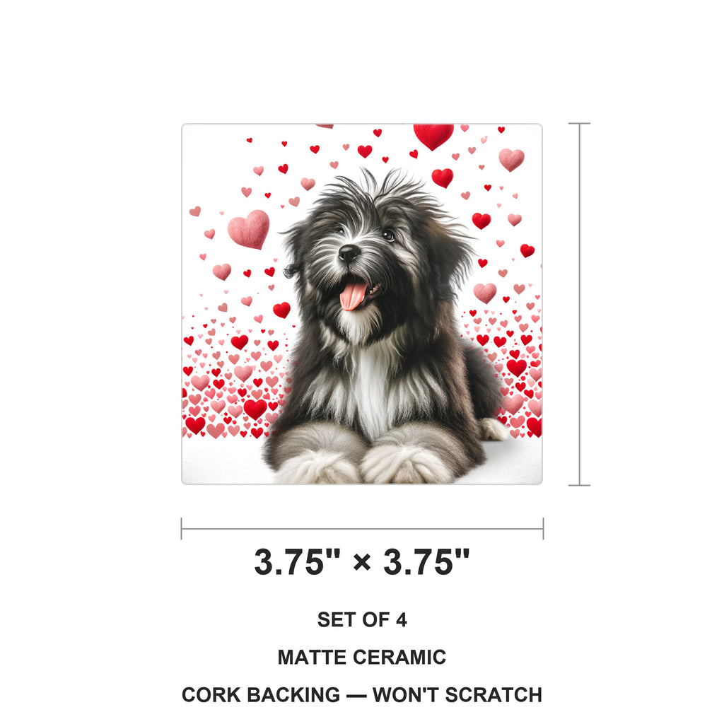 Tibetan Terrier ceramic coasters set of 4, size 3.75 inches