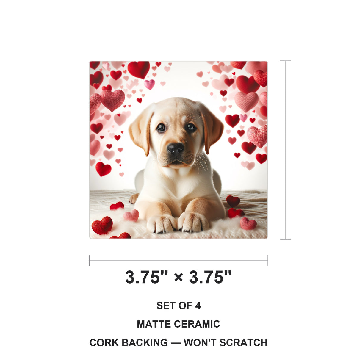 Labrador Retriever ceramic coasters set of 4, size 3.75 inches