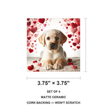 Labrador Retriever ceramic coasters set of 4, size 3.75 inches