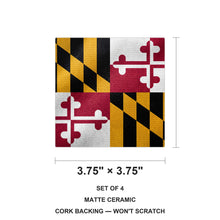 Maryland State Flag ceramic coasters set of 4, size 3.75 inches