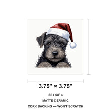 Kerry Blue Terrier Puppy Drawing ceramic coasters set of 4, size 3.75 inches