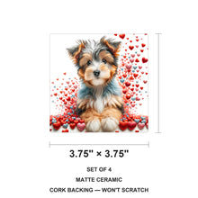 Yorkshire Terrier ceramic coasters set of 4, size 3.75 inches