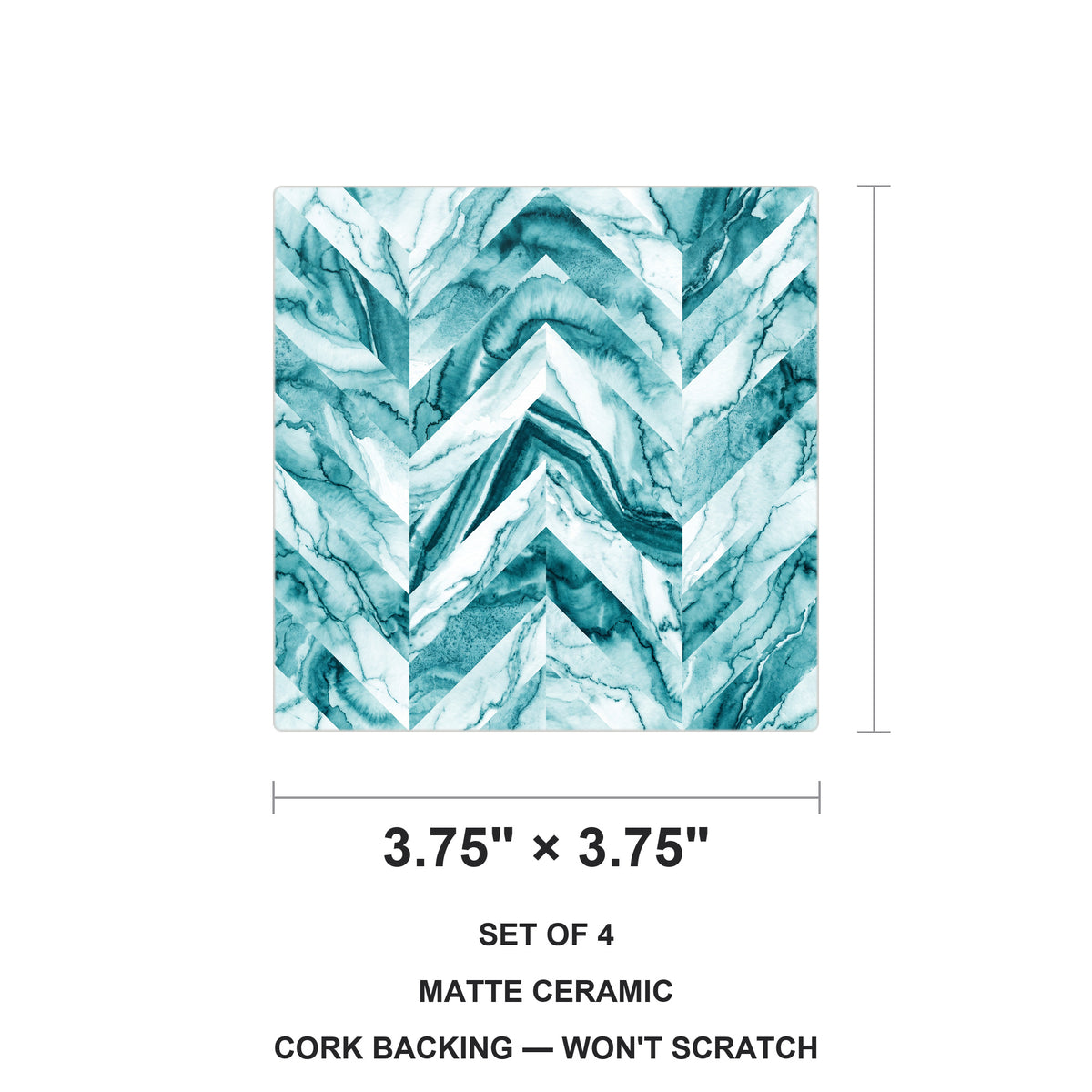 Chevron ceramic coasters set of 4, size 3.75 inches