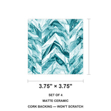 Chevron ceramic coasters set of 4, size 3.75 inches