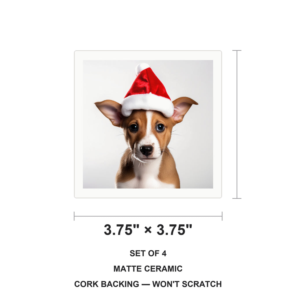 Basenji Puppy ceramic coasters set of 4, size 3.75 inches