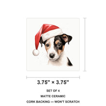 Smooth Fox Terrier Puppy Drawing ceramic coasters set of 4, size 3.75 inches