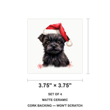 Affenpinscher Puppy Drawing ceramic coasters set of 4, size 3.75 inches