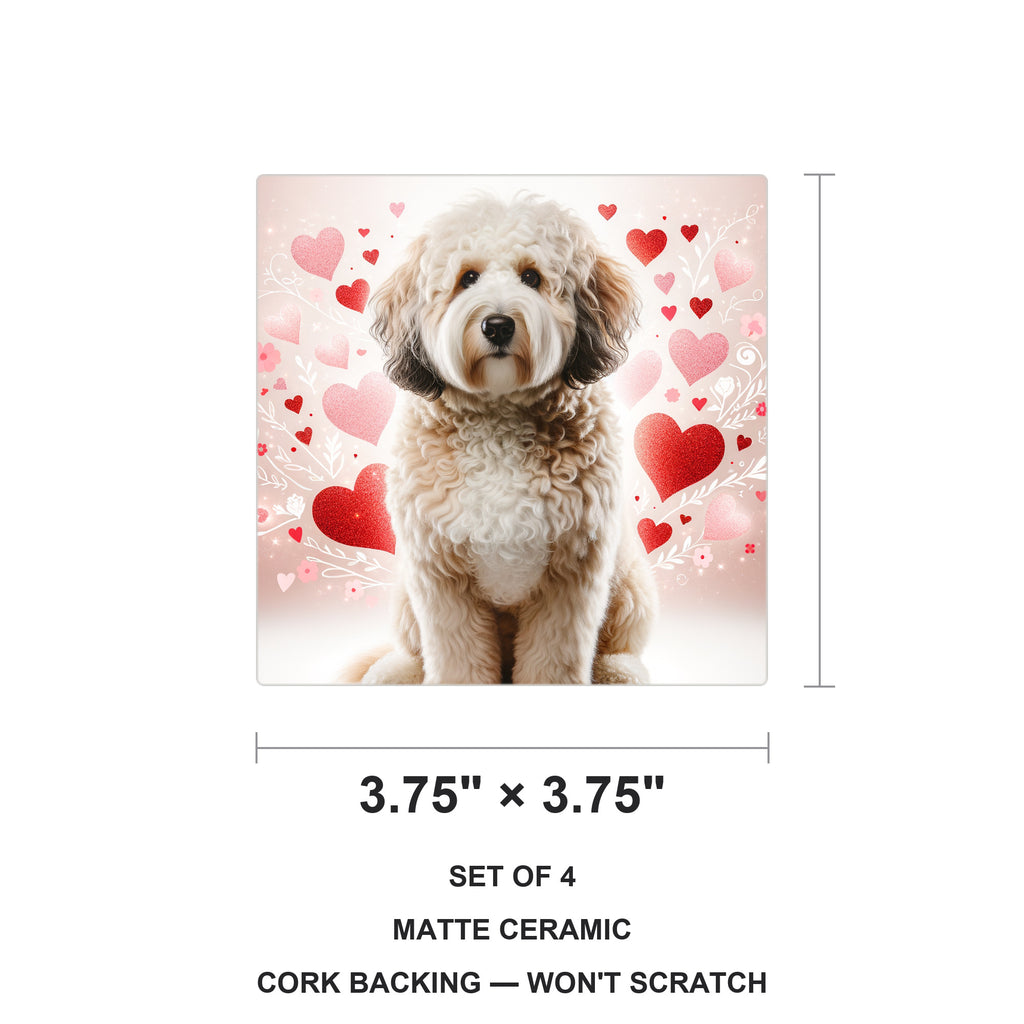 Goldendoodle ceramic coasters set of 4, size 3.75 inches