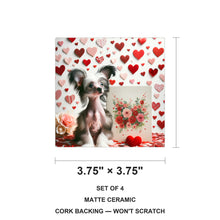 Chinese Crested ceramic coasters set of 4, size 3.75 inches