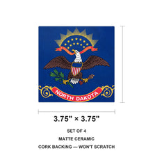 North Dakota State Flag ceramic coasters set of 4, size 3.75 inches