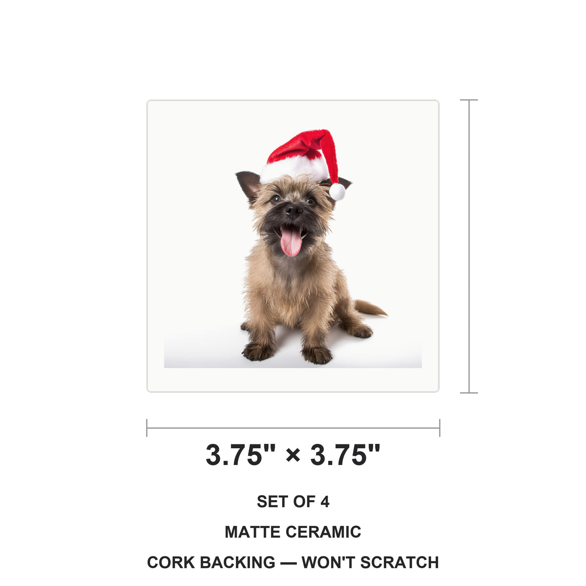 Cairn Terrier ceramic coasters set of 4, size 3.75 inches