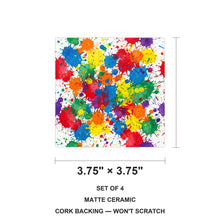 Paint Splatter ceramic coasters set of 4, size 3.75 inches