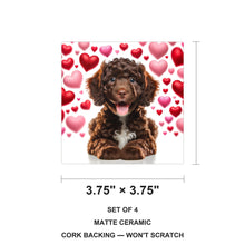 Portuguese Water Dog ceramic coasters set of 4, size 3.75 inches