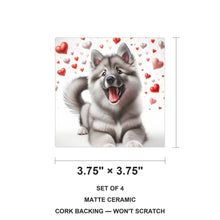 Keeshond ceramic coasters set of 4, size 3.75 inches
