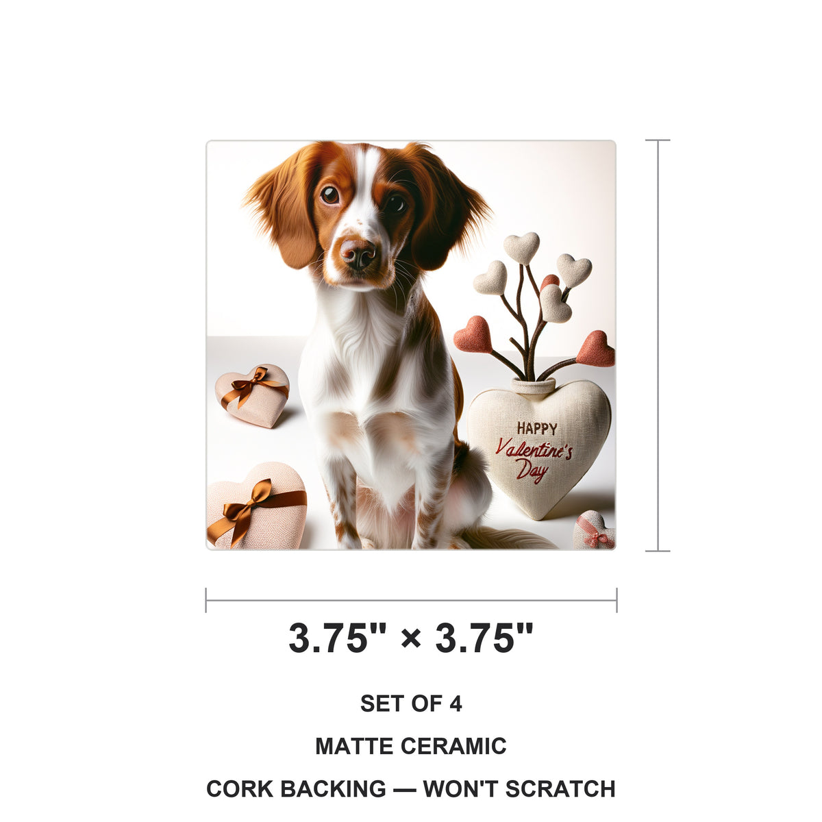 Brittany ceramic coasters set of 4, size 3.75 inches