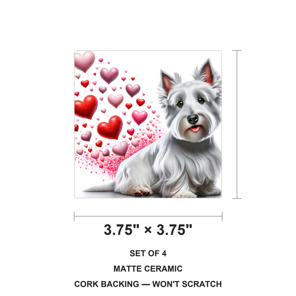 West Highland White Terrier ceramic coasters set of 4, size 3.75 inches