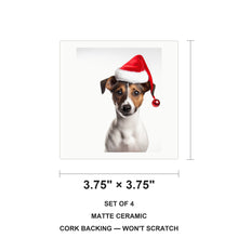 Smooth Fox Terrier ceramic coasters set of 4, size 3.75 inches
