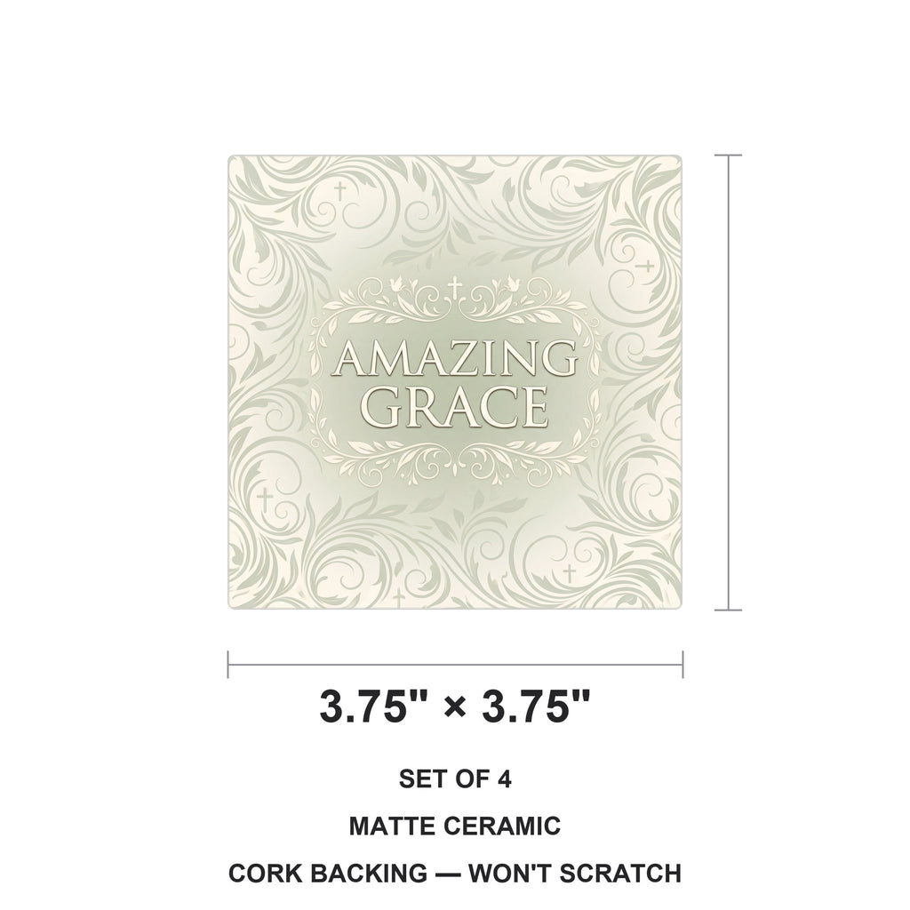 Amazing Grace ceramic coasters set of 4, size 3.75 inches