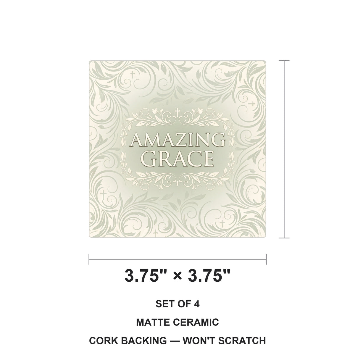 Amazing Grace ceramic coasters set of 4, size 3.75 inches