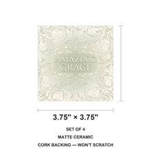 Amazing Grace ceramic coasters set of 4, size 3.75 inches