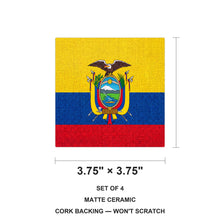 Ecuador Flag Pride ceramic coasters set of 4, size 3.75 inches