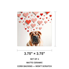 Chinese Shar-Pei ceramic coasters set of 4, size 3.75 inches