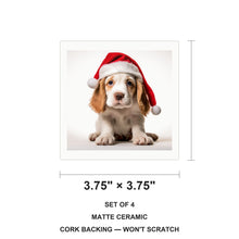 Clumber Spaniel Puppy ceramic coasters set of 4, size 3.75 inches