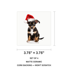 Rat Terrier Puppy ceramic coasters set of 4, size 3.75 inches