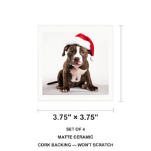 American Staffordshire Terrier Puppy ceramic coasters set of 4, size 3.75 inches