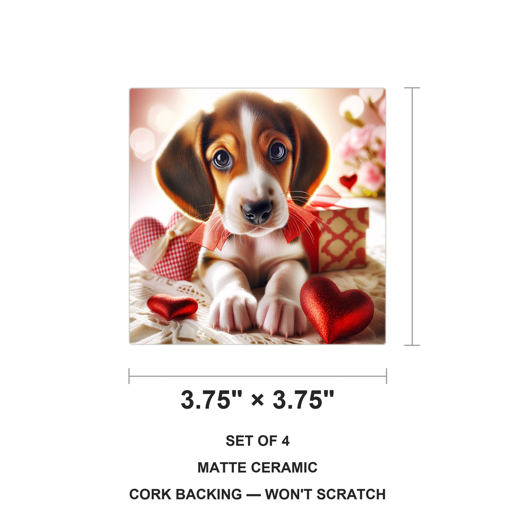 Beagle ceramic coasters set of 4, size 3.75 inches