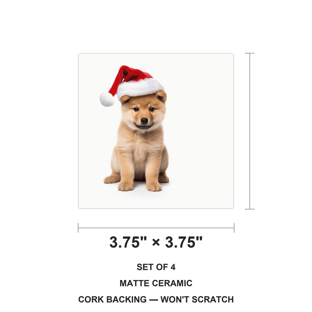 Finnish Spitz Puppy ceramic coasters set of 4, size 3.75 inches
