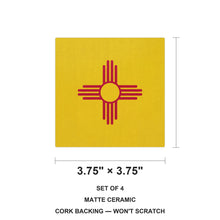 New Mexico State Flag ceramic coasters set of 4, size 3.75 inches