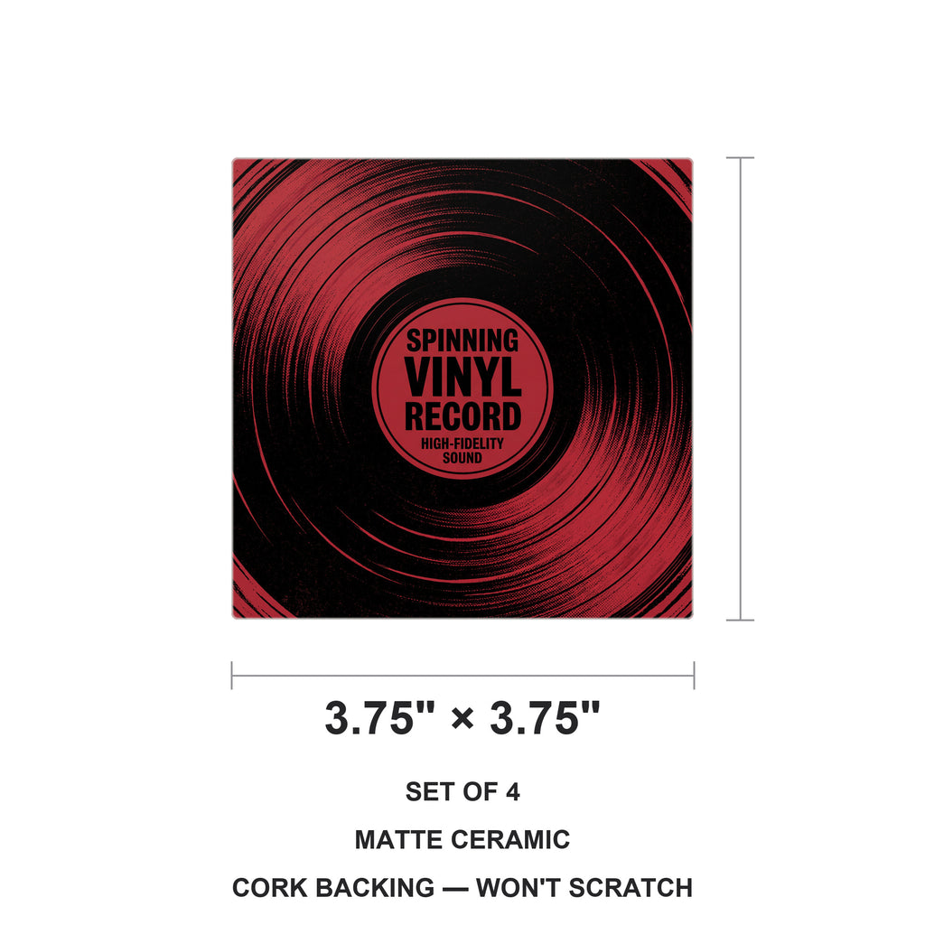 Vinyl Record ceramic coasters set of 4, size 3.75 inches