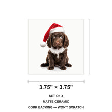 American Water Spaniel Puppy ceramic coasters set of 4, size 3.75 inches