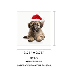 Pyrenean Shepherd Puppy ceramic coasters set of 4, size 3.75 inches
