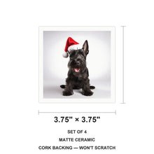 Scottish Terrier ceramic coasters set of 4, size 3.75 inches