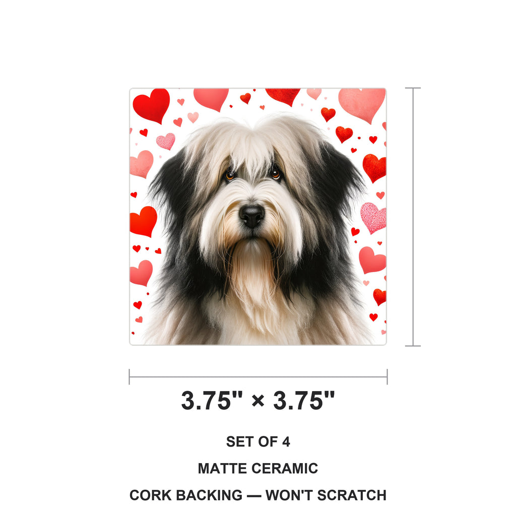 Tibetan Terrier ceramic coasters set of 4, size 3.75 inches