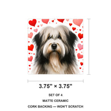 Tibetan Terrier ceramic coasters set of 4, size 3.75 inches