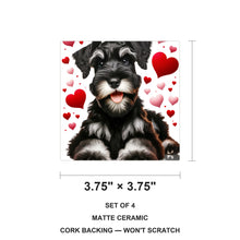 Miniature Schnauzer ceramic coasters set of 4, size 3.75 inches