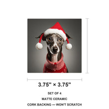 Italian Greyhound ceramic coasters set of 4, size 3.75 inches