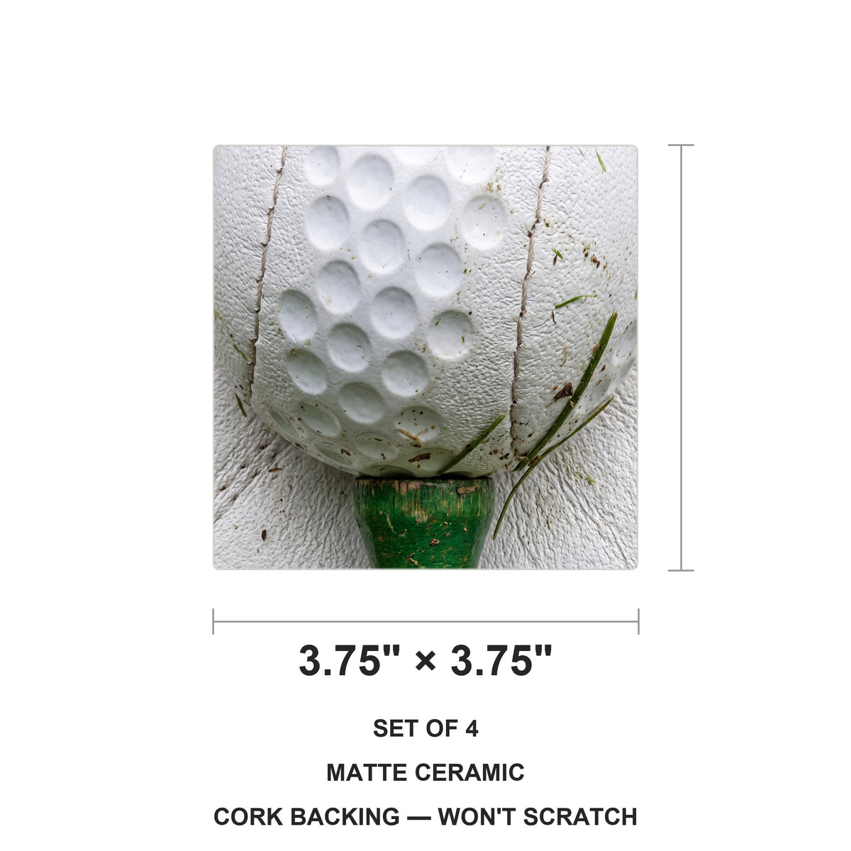 Golf ceramic coasters set of 4, size 3.75 inches