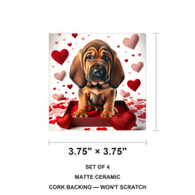 Bloodhound ceramic coasters set of 4, size 3.75 inches