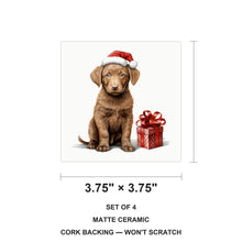 Chesapeake Bay Retriever Puppy Drawing ceramic coasters set of 4, size 3.75 inches
