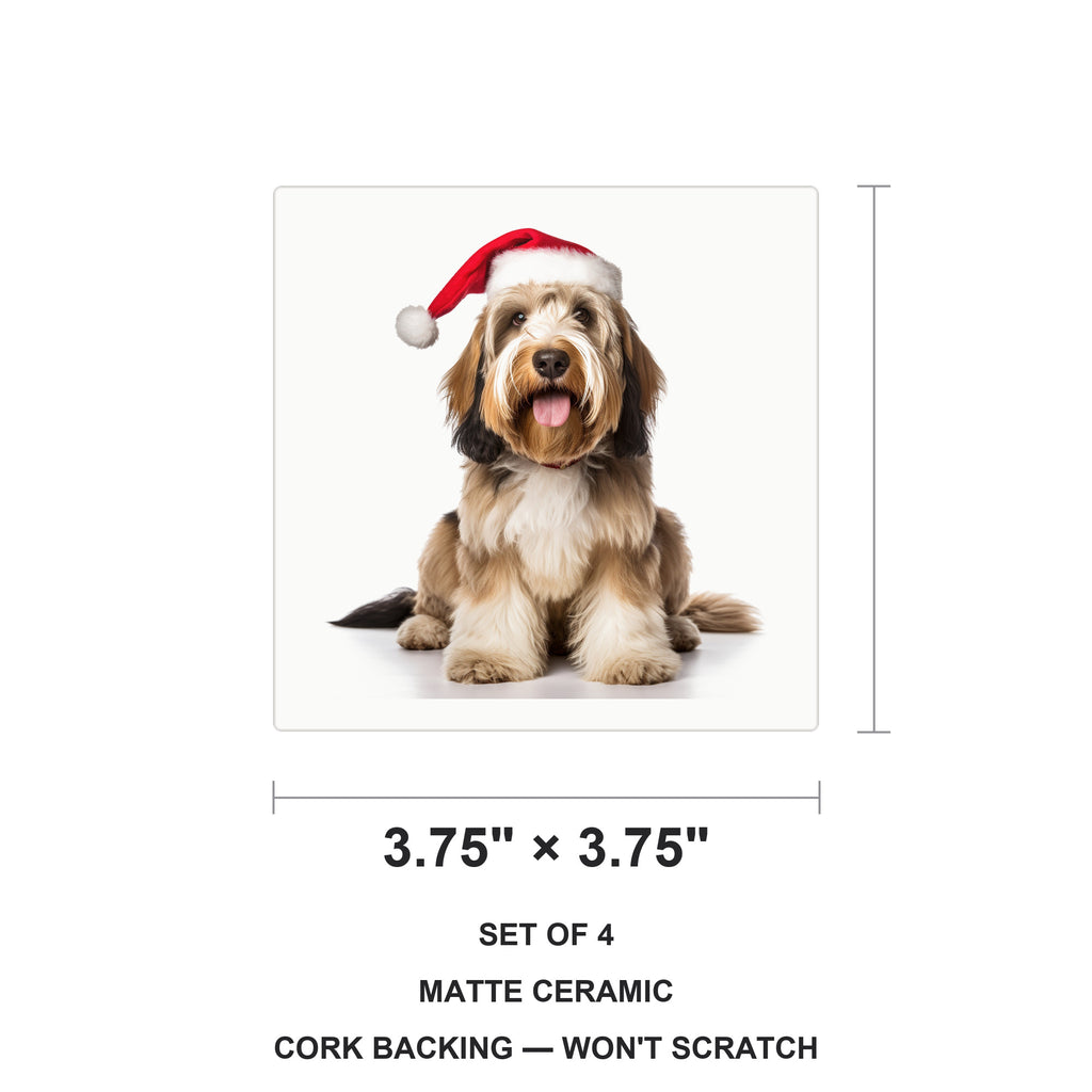 Petit Basset Griffon Vendéen ceramic coasters set of 4, size 3.75 inches