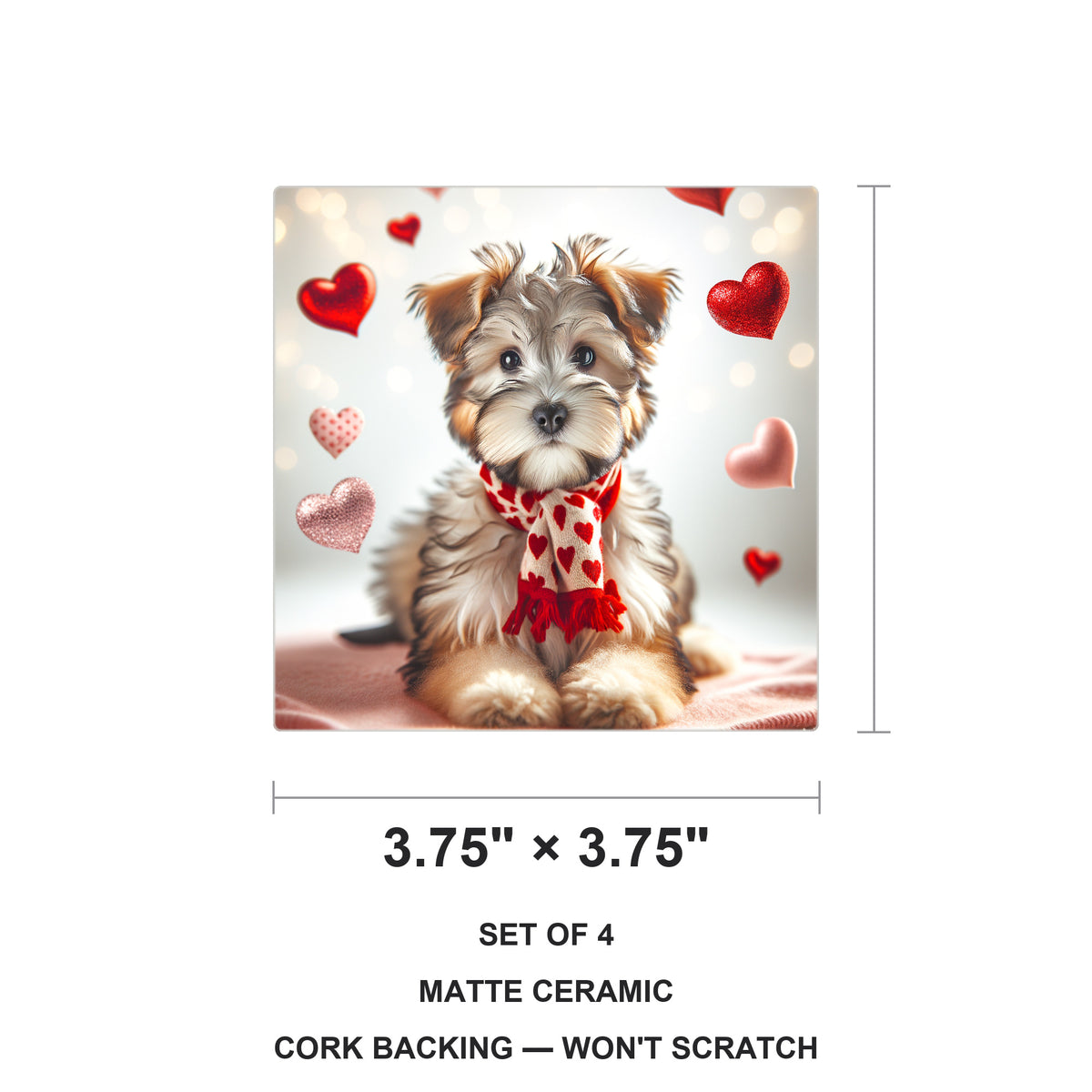 Yorkshire Terrier ceramic coasters set of 4, size 3.75 inches