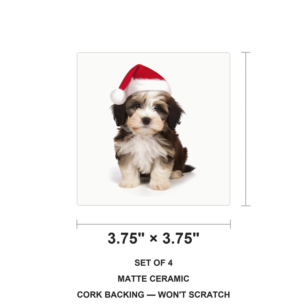 Havanese Puppy ceramic coasters set of 4, size 3.75 inches