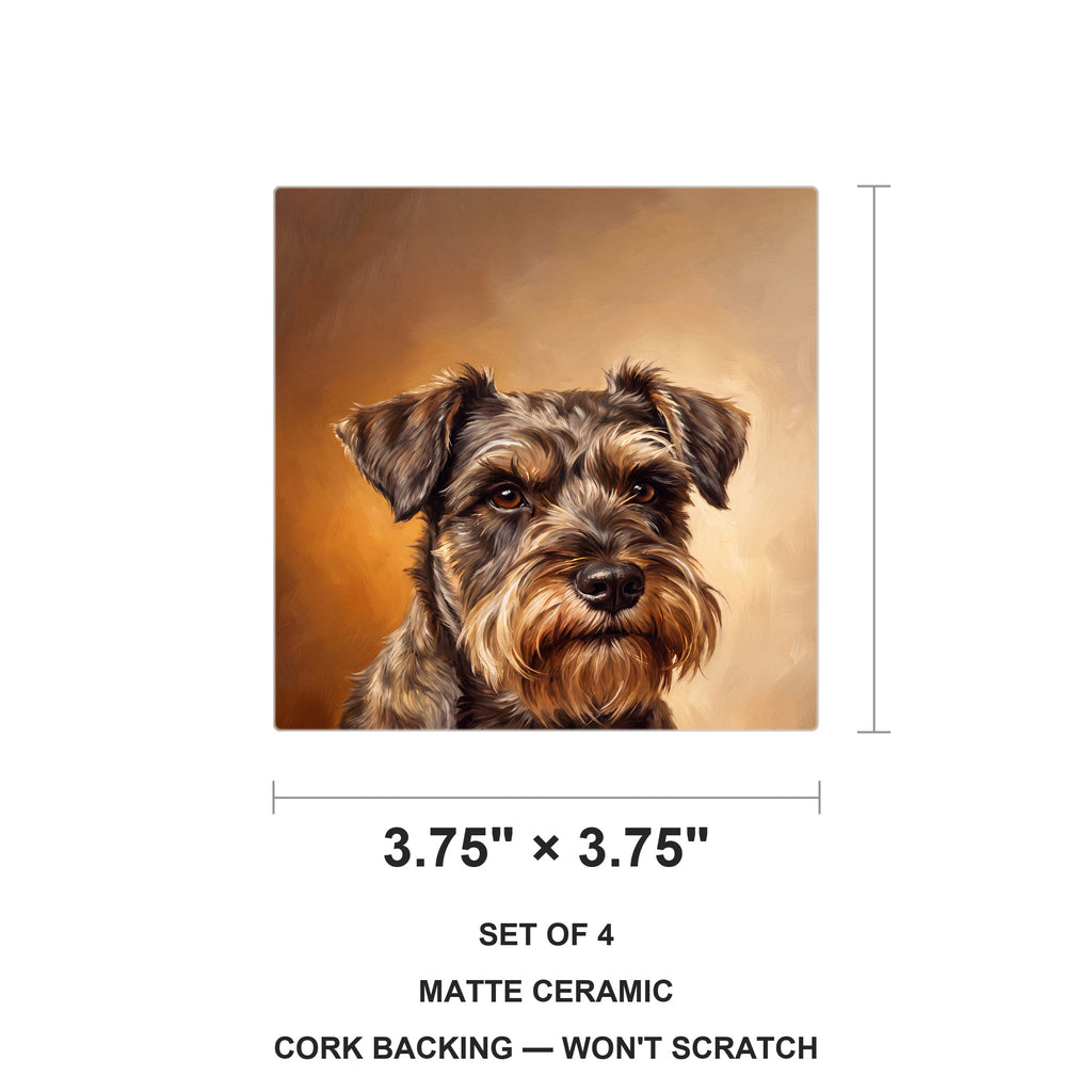 Schnauzer Portrait ceramic coasters set of 4, size 3.75 inches