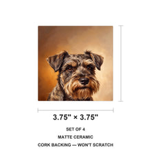 Schnauzer Portrait ceramic coasters set of 4, size 3.75 inches