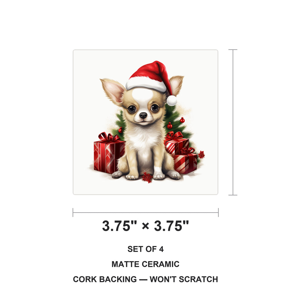 Chihuahua Puppy Drawing ceramic coasters set of 4, size 3.75 inches