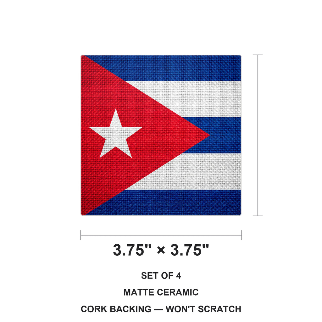 Cuba Flag Pride ceramic coasters set of 4, size 3.75 inches
